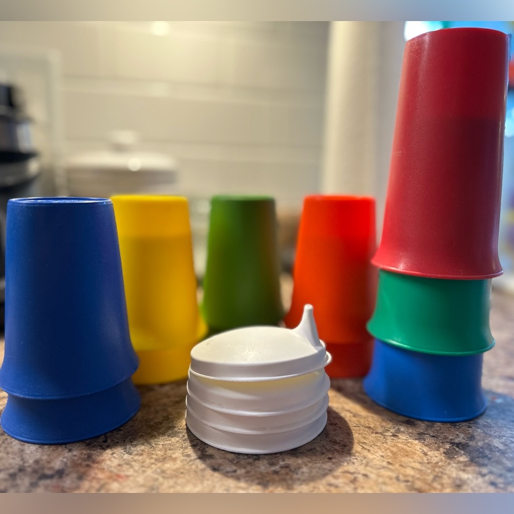Vintage Tupperware kids cups w/lids